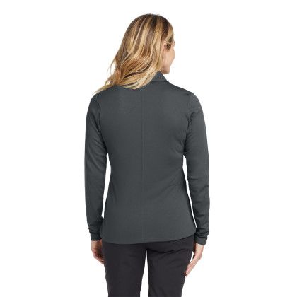 Custom Nike Women's Long Sleeve Dri-FIT Stretch Tech Polo - Anthracite Back View 