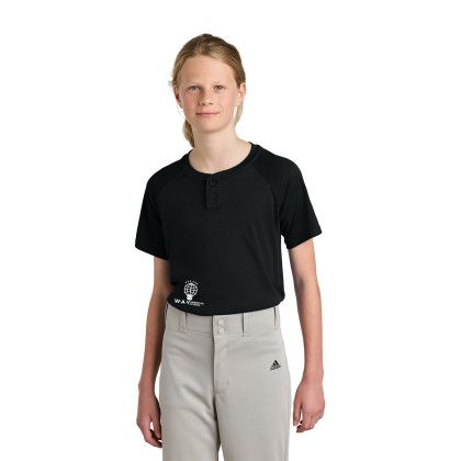 Custom Sport-Tek Youth PosiCharge Competitor 2-Button Henley - Black Front view