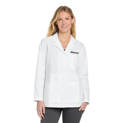 Custom Wink Women's Consultation Lab Coat - White Front View 