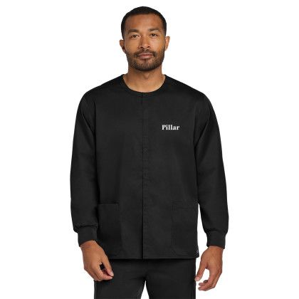 Custom Wink Unisex WorkFlex Snap-Front Scrub Jacket - Black Front View