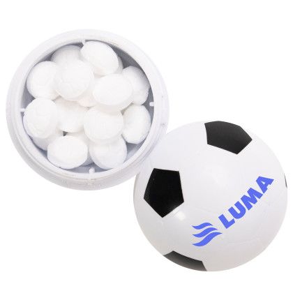 Custom Soccer Ball Mint Container - Black and White