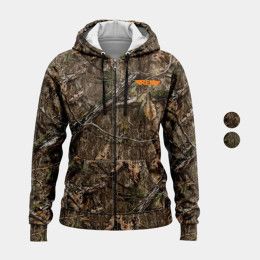 Custom Mossy Oak Women's 8.2 oz. Full Zip Hoodie with Kangaroo Pocket - MO-Country DNA Front View 