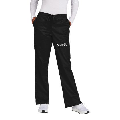 Custom Wink Women's Petite WorkFlex Flare Leg Cargo Pant - Black Front View