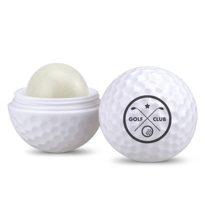 Custom Golf Ball Shaped Lip Moisturizer Container - White