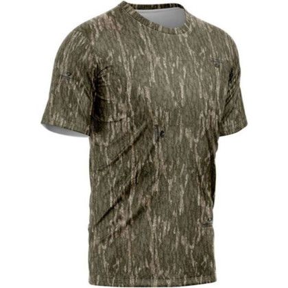 Custom Mossy Oak Men's 4.4 oz. Polyester Interlock Short Sleeve T-Shirt - MO Bottomland Side View Custom Mossy Oak Men's 4.4 oz. Polyester Interlock Short Sleeve T-Shirt - MO Bottomland Side View