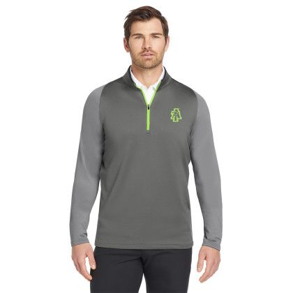 Custom Nike Dri-FIT Stretch 1/2-Zip Cover-Up - Black / Dark Grery - Cool Grey - Volt Front view