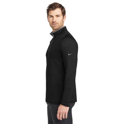 Custom Nike Dri-FIT Stretch 1/2-Zip Cover-Up - Black / Dark Grey Side view