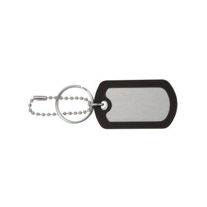Custom Ball Chain Dog Tag Keychain - Black Back View 