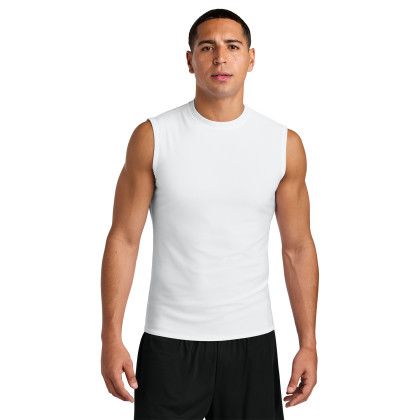 Custom A4 Compression Muscle Tee - White Front View 
