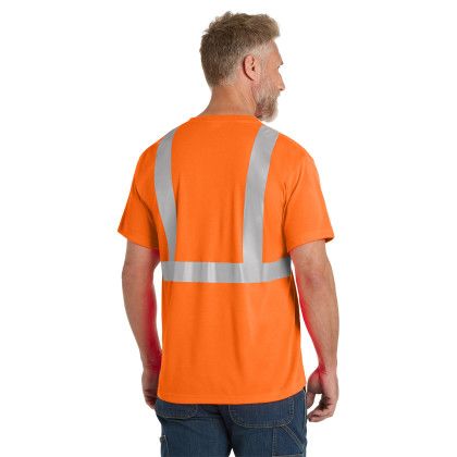Custom CornerStone ANSI 107 Class 2 Safety T-Shirt - Safety Orange Reflective Back view