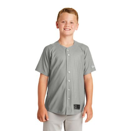 Custom New Era Youth Diamond Era Full-Button Jersey - Grey 