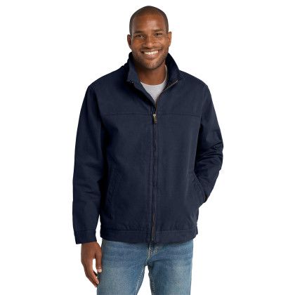Custom CornerStone Washed Duck Cloth Flannel-Lined Work Jacket - Navy Front View 