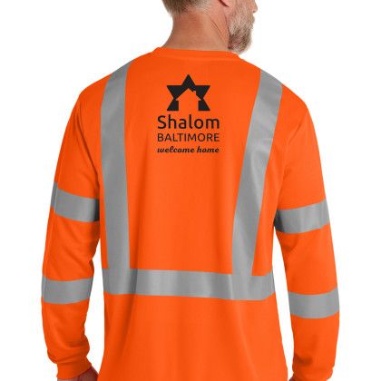 Custom CornerStone ANSI 107 Class 3 Mesh Long Sleeve Tee - Safety orange Front view