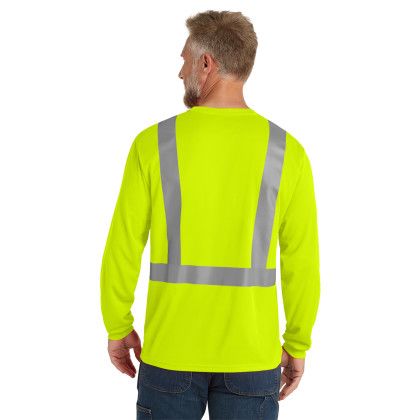 Custom CornerStone ANSI 107 Class 2 Mesh Long Sleeve Tee - Safety yellow Back view
