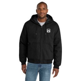 Custom CornerStone Tall Duck Cloth Hooded Work Jacket - Black Front View