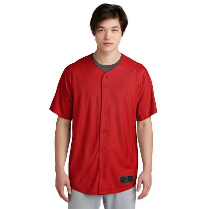 Custom New Era Diamond Era Full-Button Jersey - Scarlet Front View