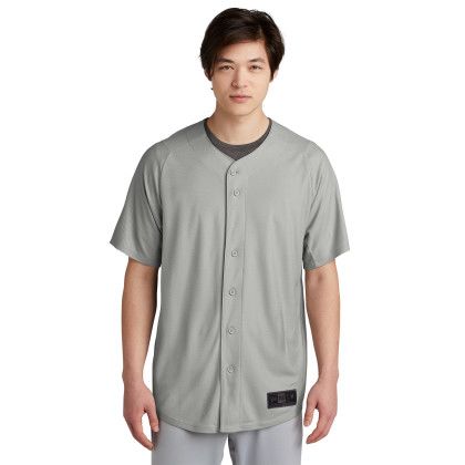 Custom New Era Diamond Era Full-Button Jersey - Grey Front View