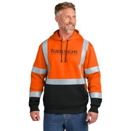 Custom CornerStone ANSI 107 Class 3 Heavy-Duty Fleece Pullover Hoodie - Safety Orange Front view