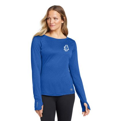 Custom OGIO Women's Long Sleeve Pulse Crew - Electric Blue Front View