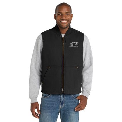 Custom CornerStone Washed Duck Cloth Vest - Black Front view