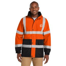 Custom CornerStone - ANSI 107 Class 3 Waterproof Parka - Safety Orange Front view 
