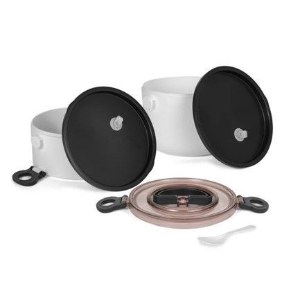 Custom SnapStack Rounded Bento Box - Black Open View 