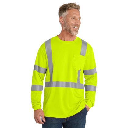 Custom CornerStone ANSI 107 Class 3 Mesh Long Sleeve Tee - Safety yellow Front view 