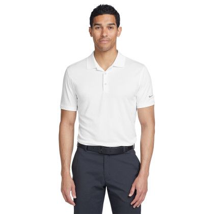 Custom Nike Dri-FIT Classic Fit Players Polo with Flat Knit Collar - White Front view Custom Nike Dri-FIT Classic Fit Players Polo with Flat Knit Collar - White Front view