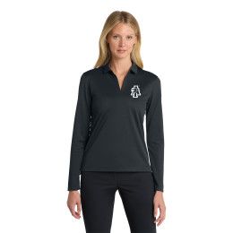 Custom Nike Women's Dri-FIT Micro Pique 2.0 Long Sleeve Polo - Antracite Front View 