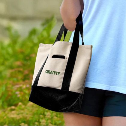 Custom Mini TJ Canvas Tote Bag - Black Lifestyle View Custom Mini TJ Canvas Tote Bag - Black Lifestyle View