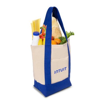 Custom Mini TJ Canvas Tote Bag - Blue Side View Custom Mini TJ Canvas Tote Bag - Blue Side View