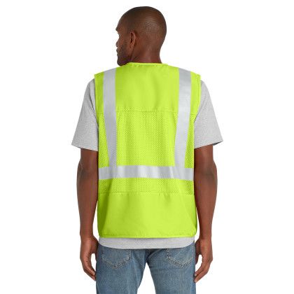 Custom CornerStone - ANSI 107 Class 2 Mesh Back Safety Vest - Safety Yellow Back view