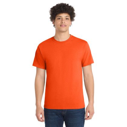 Custom Port & Co Core Blend Tee - Safety Orange Front View