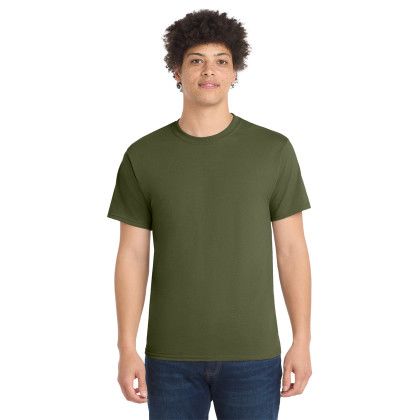 Custom Port & Co Core Blend Tee - Olive Drab Green Front View