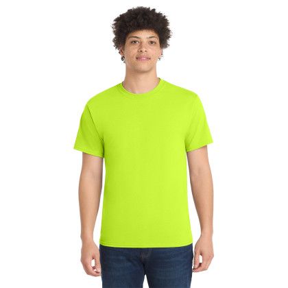 Custom Port & Co Core Blend Tee - Safety Green Front View