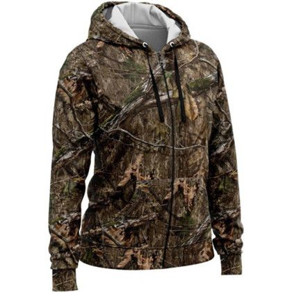 Custom Mossy Oak Women's 8.2 oz. Full Zip Hoodie with Kangaroo Pocket - MO-Country DNA Side View 