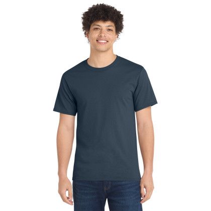 Custom Port & Co Essential Tee - Steel blue - Front
