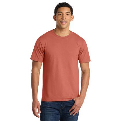 Custom Port & Co Fan Favorite Tee Coral Front View