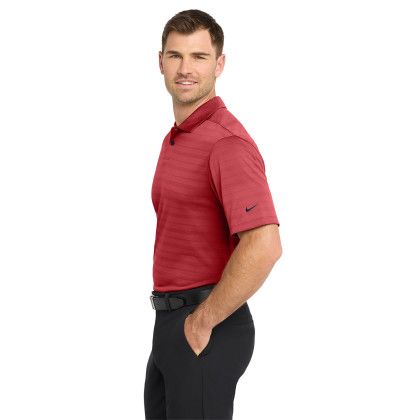 Custom Nike Dri-FIT Vapor Jacquard Polo - Team Red Side View Custom Nike Dri-FIT Vapor Jacquard Polo - Team Red Side View
