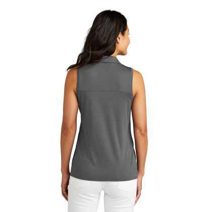 Custom TravisMathew Women's Coto Performance Sleeveless Polo - Quiet Shade Grey/Black Back view
