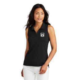 Custom TravisMathew Women's Coto Performance Sleeveless Polo - Black Front View