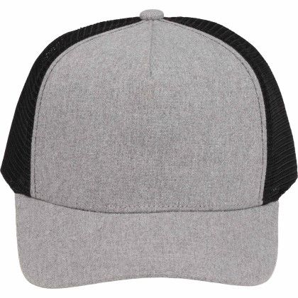 Custom Recycled Cotton Canvas 5 Panel Mesh Back Ballcap - Graphite/Black Front View 