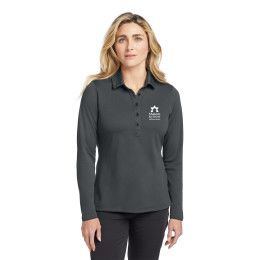 Custom Nike Women's Long Sleeve Dri-FIT Stretch Tech Polo - Anthracite Front view