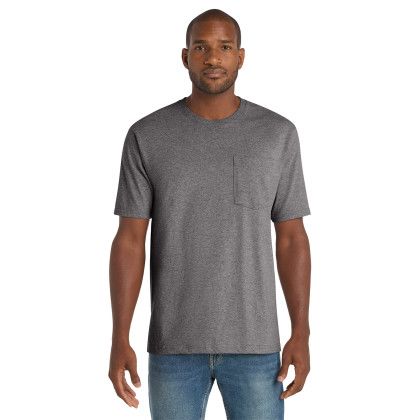 Custom CornerStone Workwear Pocket Tee - Heathered Charcoal 