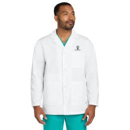 Custom Wink Men's Consultation Lab Coat - White Front View