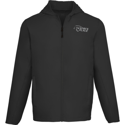Custom ANETO Men's Lightweight Recycled Packable Jacket - Black Front View 