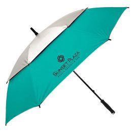 Custom StrombergBrand Vented UV Beach & Golf Umbrella - Silver/teal
