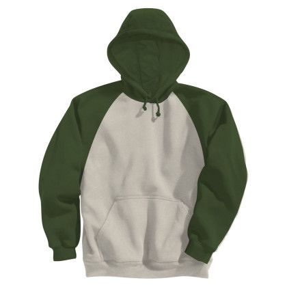 Custom Adult Fleece Colorblock Baseball Hoodie - Emb - Olive Front View 