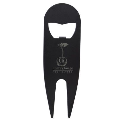 Custom Good Value Modern Divot Tool with Bottle Opener - Black