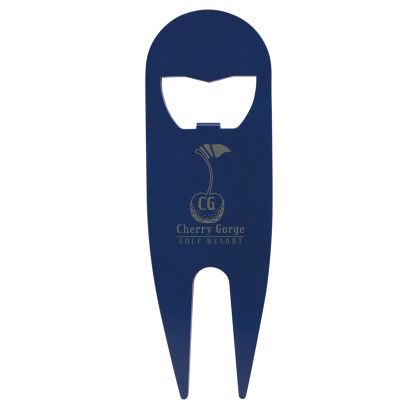 Custom Good Value Modern Divot Tool with Bottle Opener - Blue